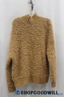 NWT Express Womens Khaki Brown Sherpa Mock Neck Sweater Sz M