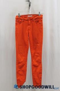 7 For All Mankind Womens Orange Skinny Jeans Sz 25