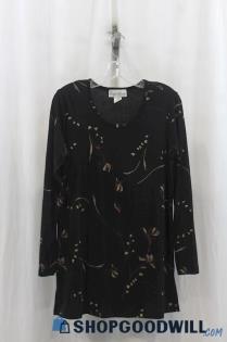 VTG Carolyn Strauss Womens Black Floral Tunic Sz M