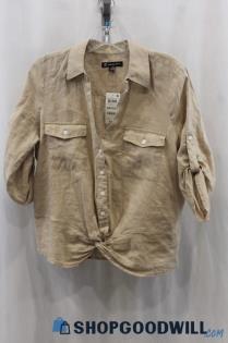 NWT INC Women's Brown Button Up Shirt SZ M