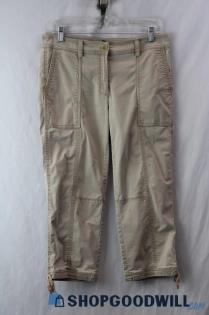 Eileen Fisher Women's Tan Utility Pocket Cinch Ankle Capri Pants sz 6