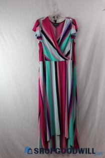 Lane Bryant Women's Multicolor Striped Surplice Cold Shoulder Maxi SZ 18/20