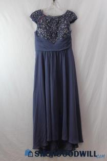 NWT JJ House Women's Navy Cap Sleeve Front Pintuck Waist Maxi Dress SZ 6