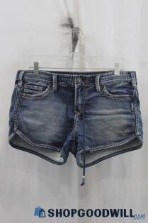 Silver Jeans Womens Dark Blue Washed Denim Shorts Sz 30