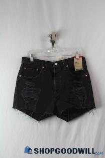 NWT Levi's Women's Black High Rise Cut off Distressed Denim Short SZ 31