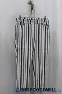 Chico's Womens Blue/White Stripe Pullon Pants Sz M