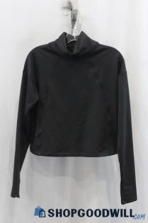 Athleta Womens Black Mock Neck Crop Sweatshirt Sz S