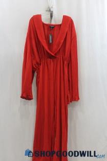 NWT Pretty Little Thing Womens Red Surplice Wide-Leg Jumpsuit Sz 16