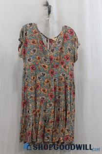 NWT KORI Womens Orange/Pink Floral Swing Dress Sz S