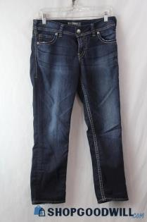 Silver Jeans Women's Dark Wash Blue Mid-Rise Capri Jeans sz 29