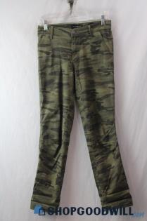 Lucky Brand Women's Green Camo Straight Leg Pant SZ 2