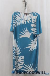 NWT Alexandrea + Oak Women's Blue/White Tropical Print T-Shirt Dress SZ L