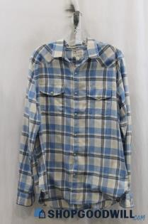 Lucky Brand Mens Blue/White Plaid Flannel Sz M