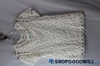 J. McLaughlin Women's White Lace Cap Sleeve T-Shirt sz S