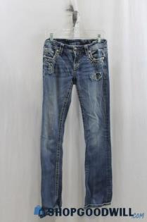 Miss Me Womens Blue Washed Bootcut Jeans Sz 28