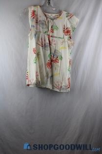 Levi's Women's White/Multicolored Floral Print Blouse Sz M