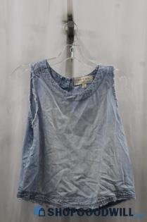 Cloth & Stone Womens Blue Washed Crop Shirt Sz M