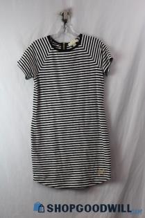 Michael Kors Women's Black/White Striped Back Zip Shirt Dress SZ XS