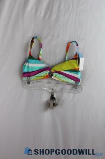 NWT Bleu Rod Women's Multicolored Striped Keyhole Front Bikini top SZ 6