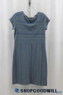 Sade Women's Blue/Green Stripes T-Shirt Dress SZ 6