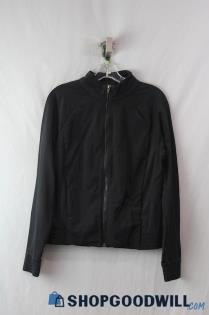 Fabletics Women's Black Cropped zip Up Fitted Track Jacket SZ L