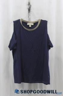 Michael Kors Women's Blue Cold Shoulder Blouse SZ XL