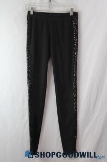 Miss Me Women's Black Sequin Striped Pull-On Pants sz S