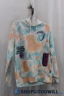 Trademark Womens Blue/Orange Tie Dye Graphic Hoodie Sz M