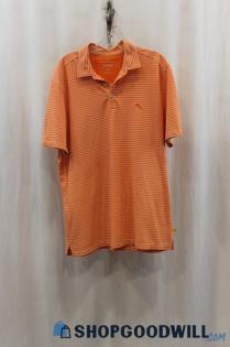 Tommy Bahama Mens Orange Stripe Polo Shirt Sz L