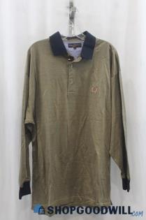 Tommy Hilfiger Men's Brown/Navy Polo Long Sleeve Shirt SZ L