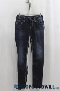 Silver Jeans Womens Dark Blue Slim Straight Jeans Sz 27x31