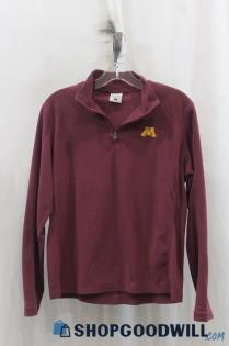 University Of MN Womens Burgundy Fleece 1/4 Zip Sweater Sz L