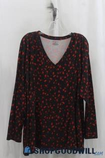 Lane Bryant Womens Black/Red Pattern Blouse Sz 26/28