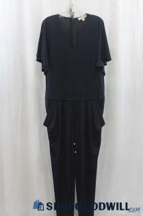 Michael Kors Women's Dark Navy V-Cut Jumpsuit SZ L