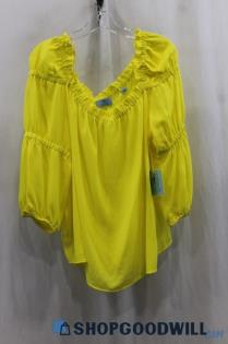 NWT Cece Women's Bright Yellow Blouse SZ XL