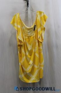 NWT Lane Bryant Women's Yellow/White Blouse SZ 26/28