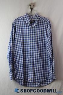 Vineyard Vines Men's Blue/Navy Plaid Button Up Poplin Shirt SZ L