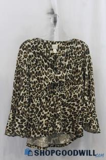 Chicos Womens Brown/Black Animal Print Blouse Sz M