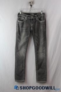 Silver Jean Women's Gray Washed Skinny Ankle Jean SZ 27x31