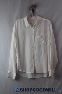 Lucky Brand Women's White Light Weight Long Sleeve Button Up sz S