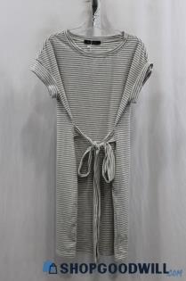 NWT Merokeety Womens White/Gray Stripe T-Shirt Dress Sz L