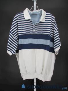 Knightsbridge Men's Vintage White/Blue Striped Polo Shirt SZ 3X