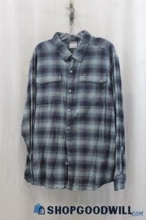 Columbia Men's Blue Plaid Button Up Shirt SZ XL