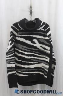 Rd Style Women's Black/White Tiger Stripe Knit Sweater SZ M