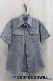 Panhandle Womens Blue Pattern Snap Button Shirt Sz 16