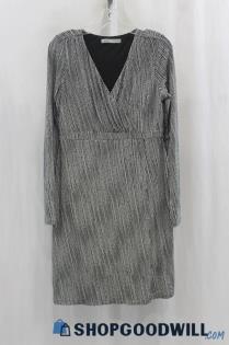 Athleta Womens Black/White Pattern Surplice Shift Dress Sz S