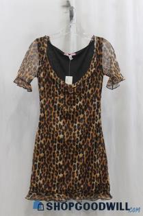 NWT Urban Outfitters Womens Brown/Black Animal Print Shift Dress Sz S