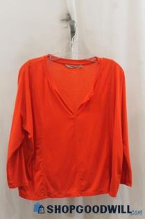 Athleta Womens Red V-Neck Shirt Sz M