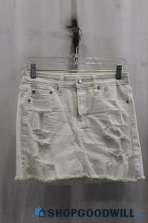 NWT American Eagle Womens White Distressed Denim Mini Skirt Sz 4