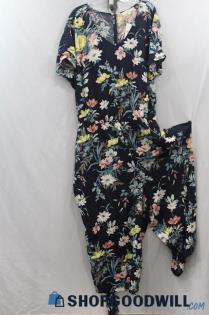 NWT Loft Women's Navy Floral Print Jumpsuit sz 26Plus